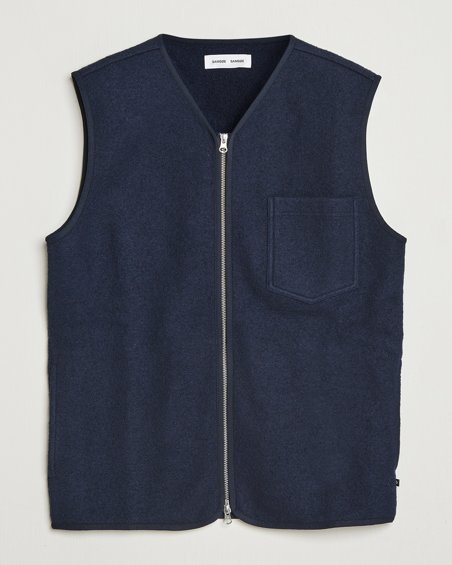 Homme | Manteaux Et Vestes | Samsøe Samsøe | Hannes Boiled Wool Vest Salute Navy