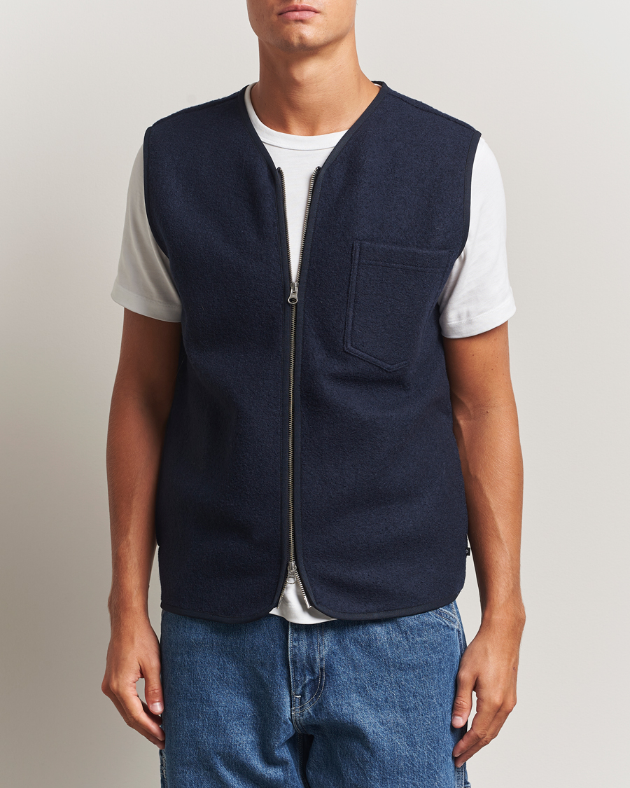 Heren | Gilets | Samsøe Samsøe | Hannes Boiled Wool Vest Salute Navy
