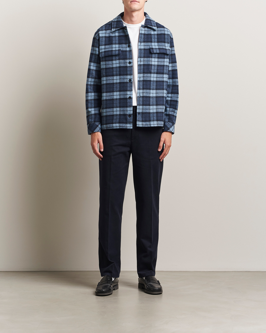 Heren | Overhemden | Samsøe Samsøe | Castor Checked Overshirt Stellar Blue
