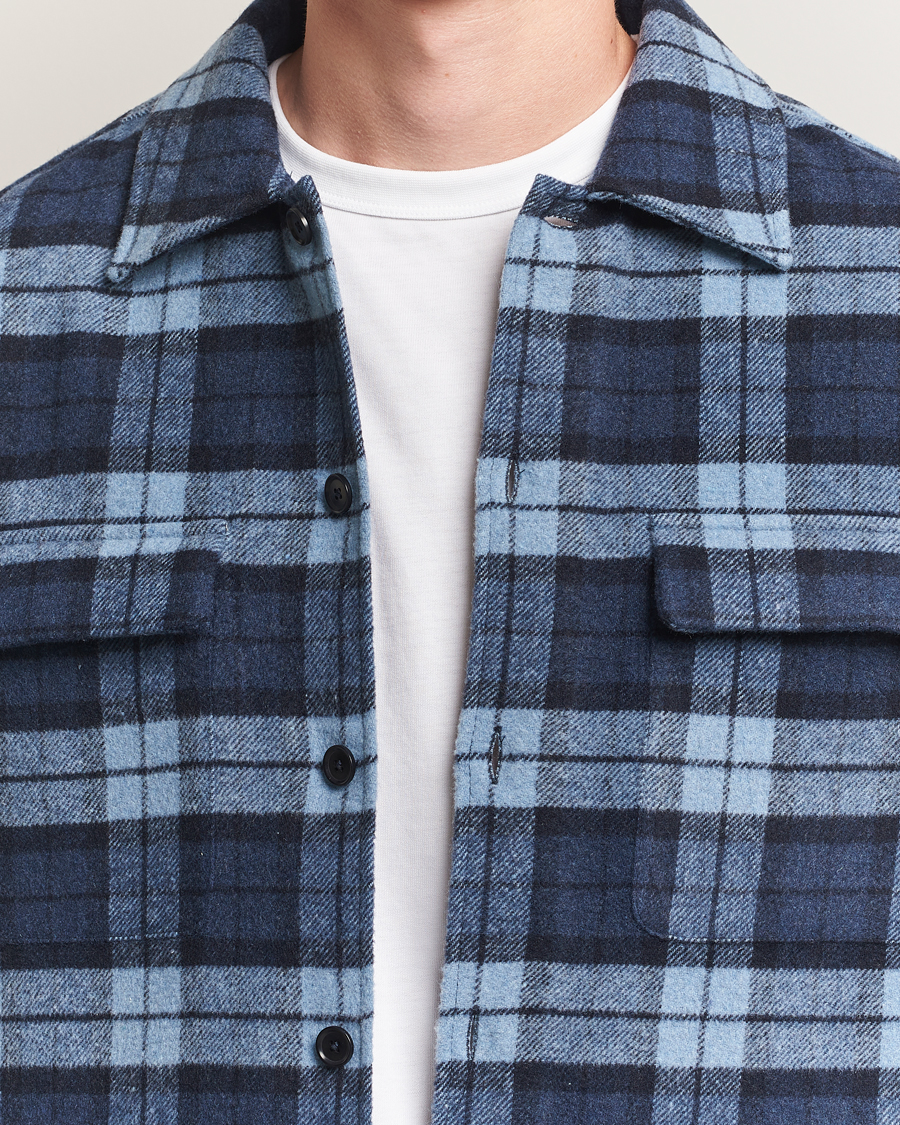 Heren | Overhemden | Samsøe Samsøe | Castor Checked Overshirt Stellar Blue