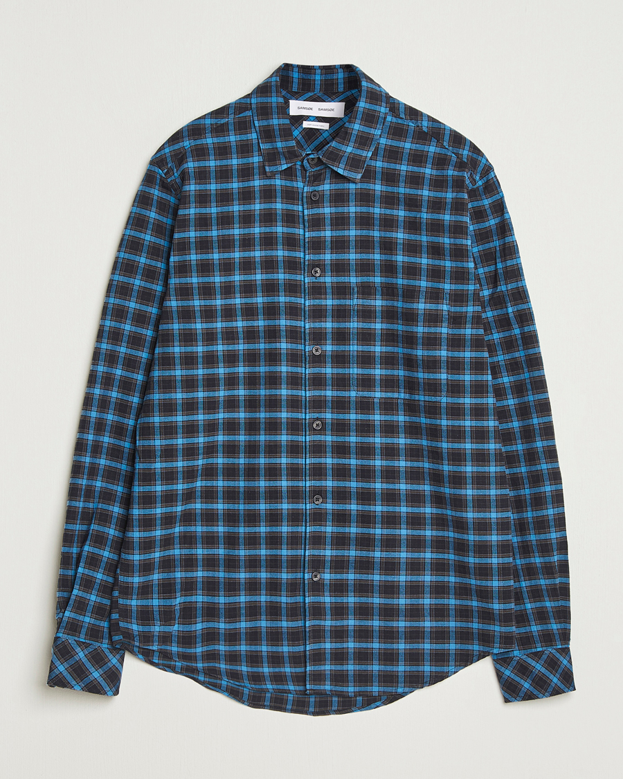 Homme | Chemises | Samsøe Samsøe | Liam Brushed Cotton Checked Shirt Turkish Coffee
