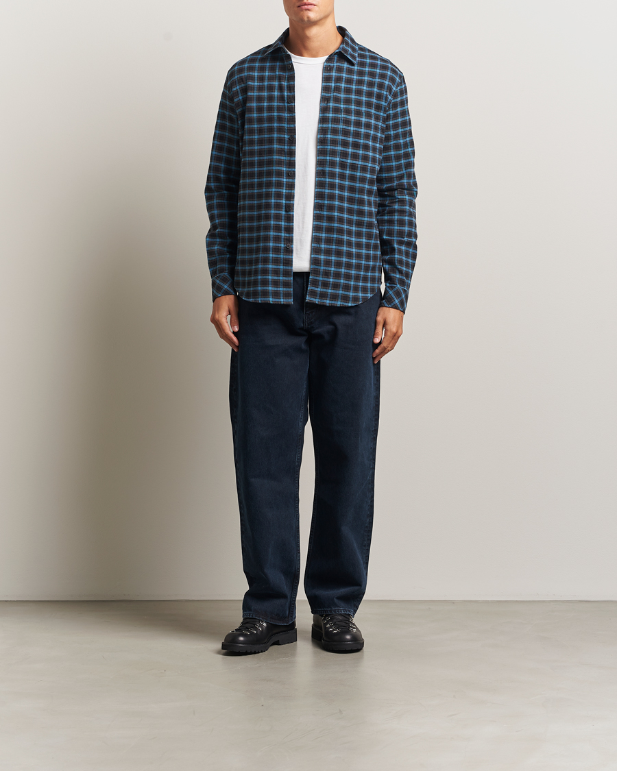 Homme | Chemises | Samsøe Samsøe | Liam Brushed Cotton Checked Shirt Turkish Coffee