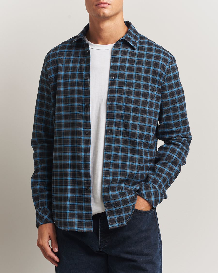 Homme | Chemises | Samsøe Samsøe | Liam Brushed Cotton Checked Shirt Turkish Coffee