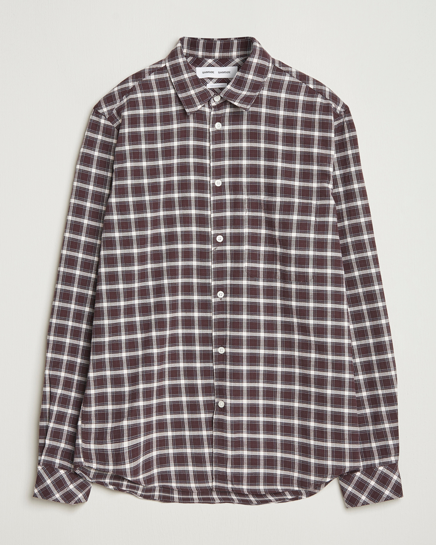 Homme | Chemises | Samsøe Samsøe | Liam Brushed Cotton Checked Shirt Raisin