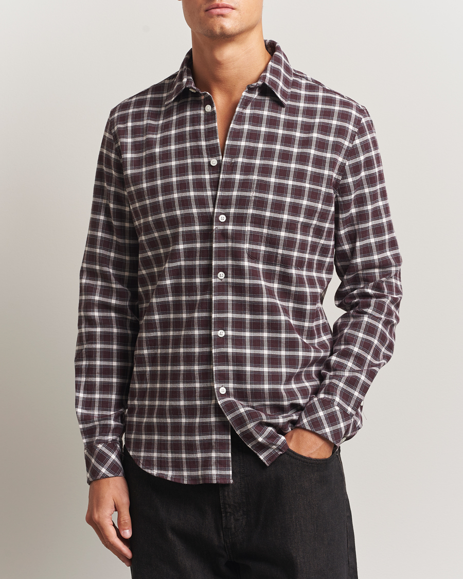 Homme | Chemises | Samsøe Samsøe | Liam Brushed Cotton Checked Shirt Raisin