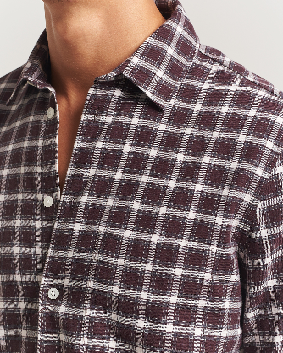 Homme | Chemises | Samsøe Samsøe | Liam Brushed Cotton Checked Shirt Raisin