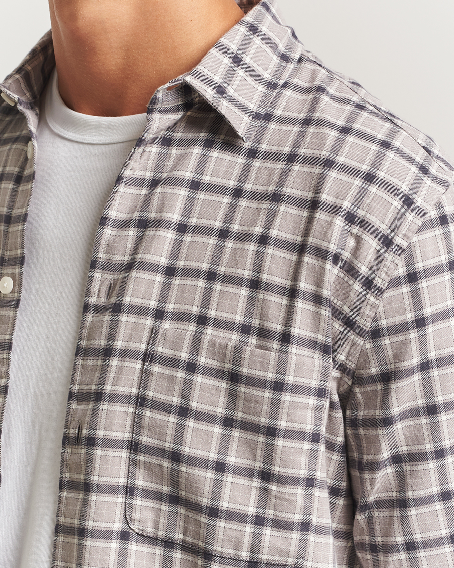 Heren | Overhemden | Samsøe Samsøe | Liam Brushed Cotton Checked Shirt Elephant Skin