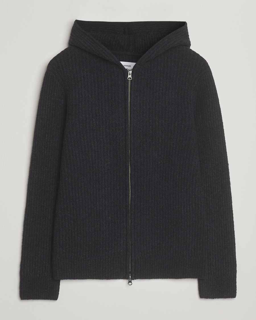 Homme | Pulls Et Tricots | Samsøe Samsøe | Koji Knitted Full Zip Hoodie Black Melange