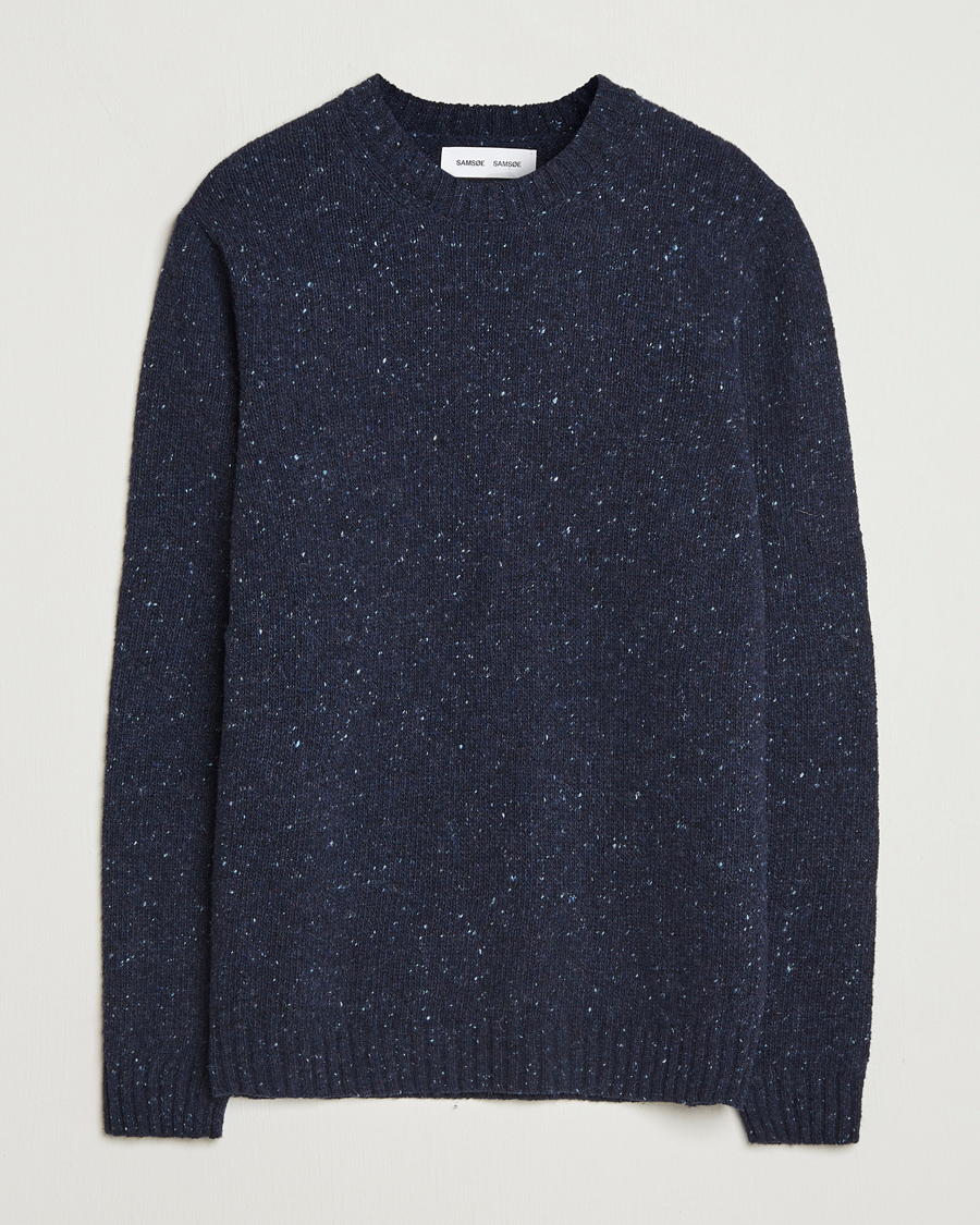 Heren | Truien | Samsøe Samsøe | Nataniel Donegal Knitted Crew Neck Salute Navy
