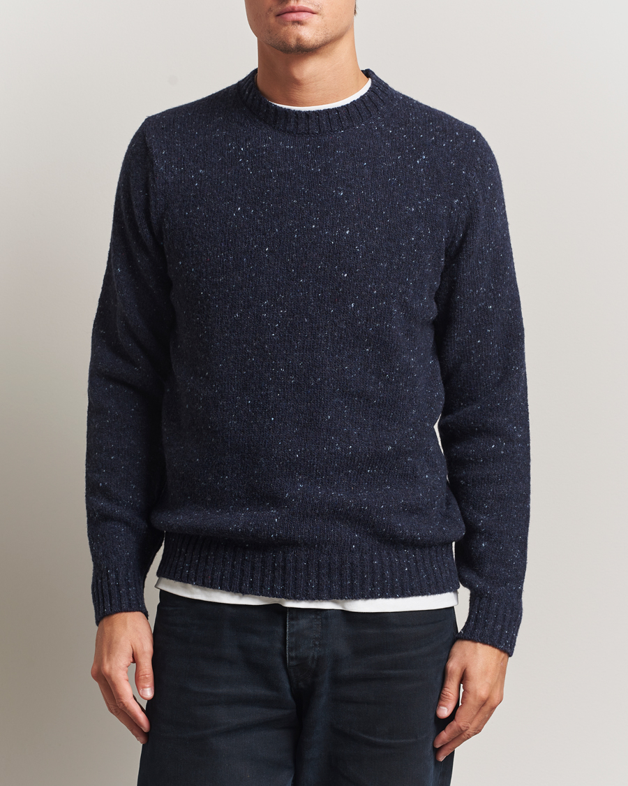 Heren | Truien | Samsøe Samsøe | Nataniel Donegal Knitted Crew Neck Salute Navy