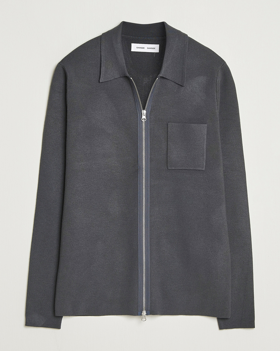 Homme | Pulls Et Tricots | Samsøe Samsøe | Guna Full Zip Black Oyster