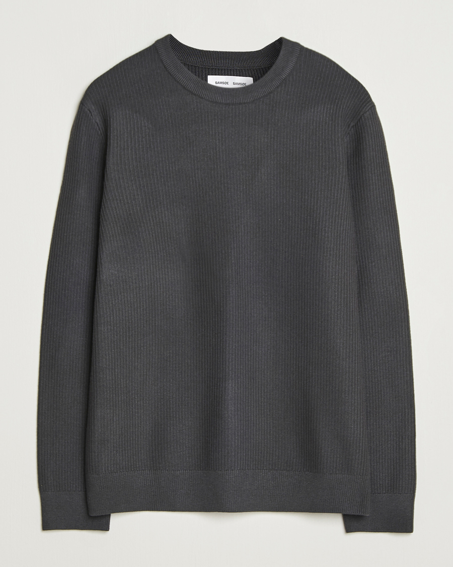 Homme | Pulls Et Tricots | Samsøe Samsøe | Dem Structured Knitted Crew Neck Black Oyster