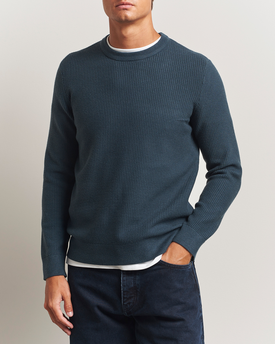Heren | Truien | Samsøe Samsøe | Dem Structured Knitted Crew Neck Midnight Navy