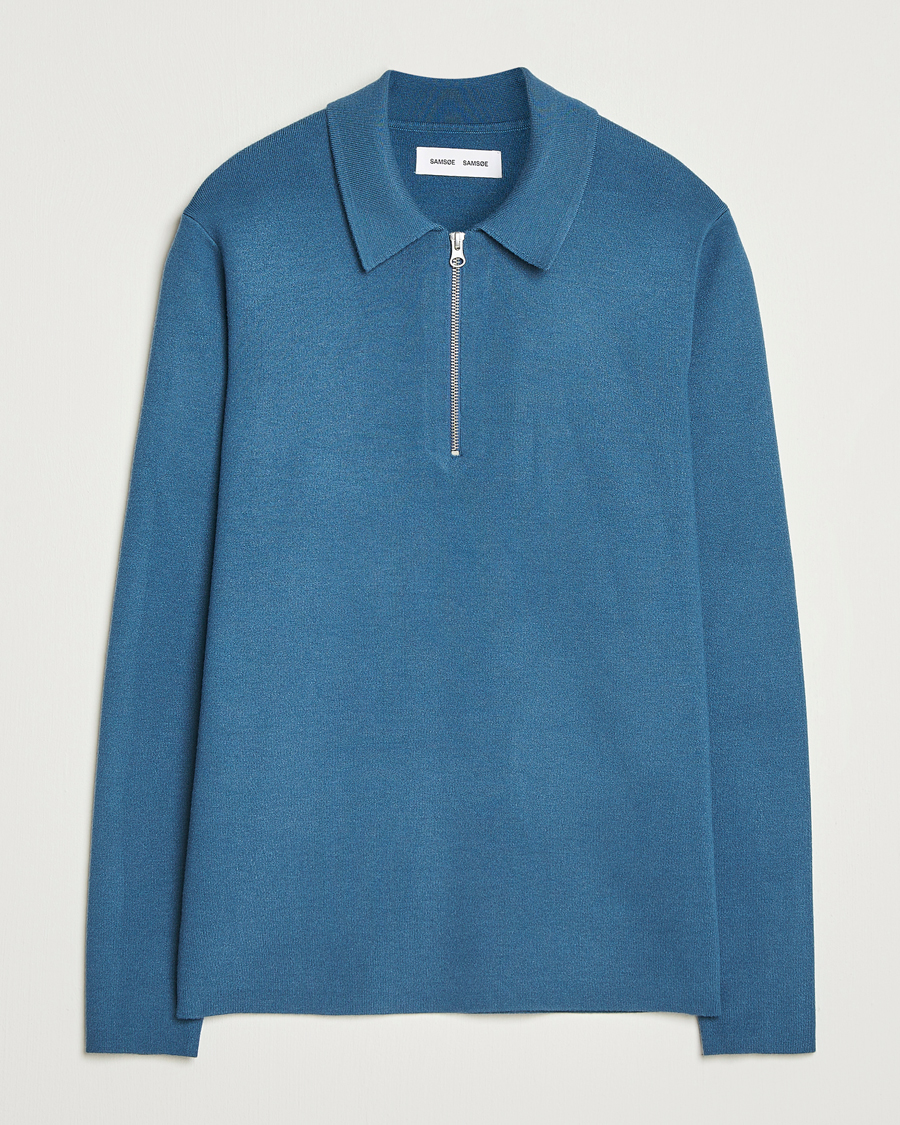 Heren | Truien | Samsøe Samsøe | Guna Half Zip Stellar Blue