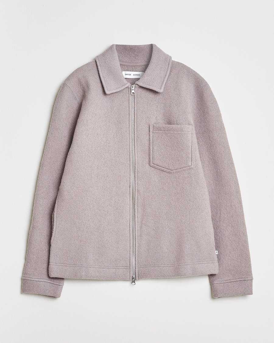 Homme | Pulls Et Tricots | Samsøe Samsøe | Hannes Boiled Wool Full Zip Elephant Skin