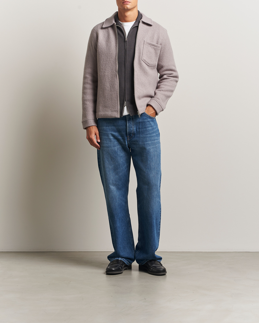 Homme | Pulls Et Tricots | Samsøe Samsøe | Hannes Boiled Wool Full Zip Elephant Skin