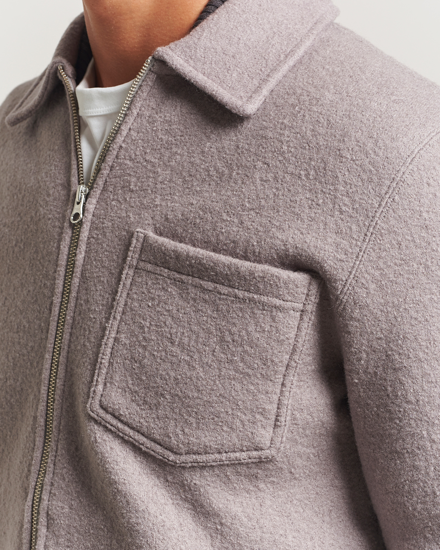 Homme | Pulls Et Tricots | Samsøe Samsøe | Hannes Boiled Wool Full Zip Elephant Skin