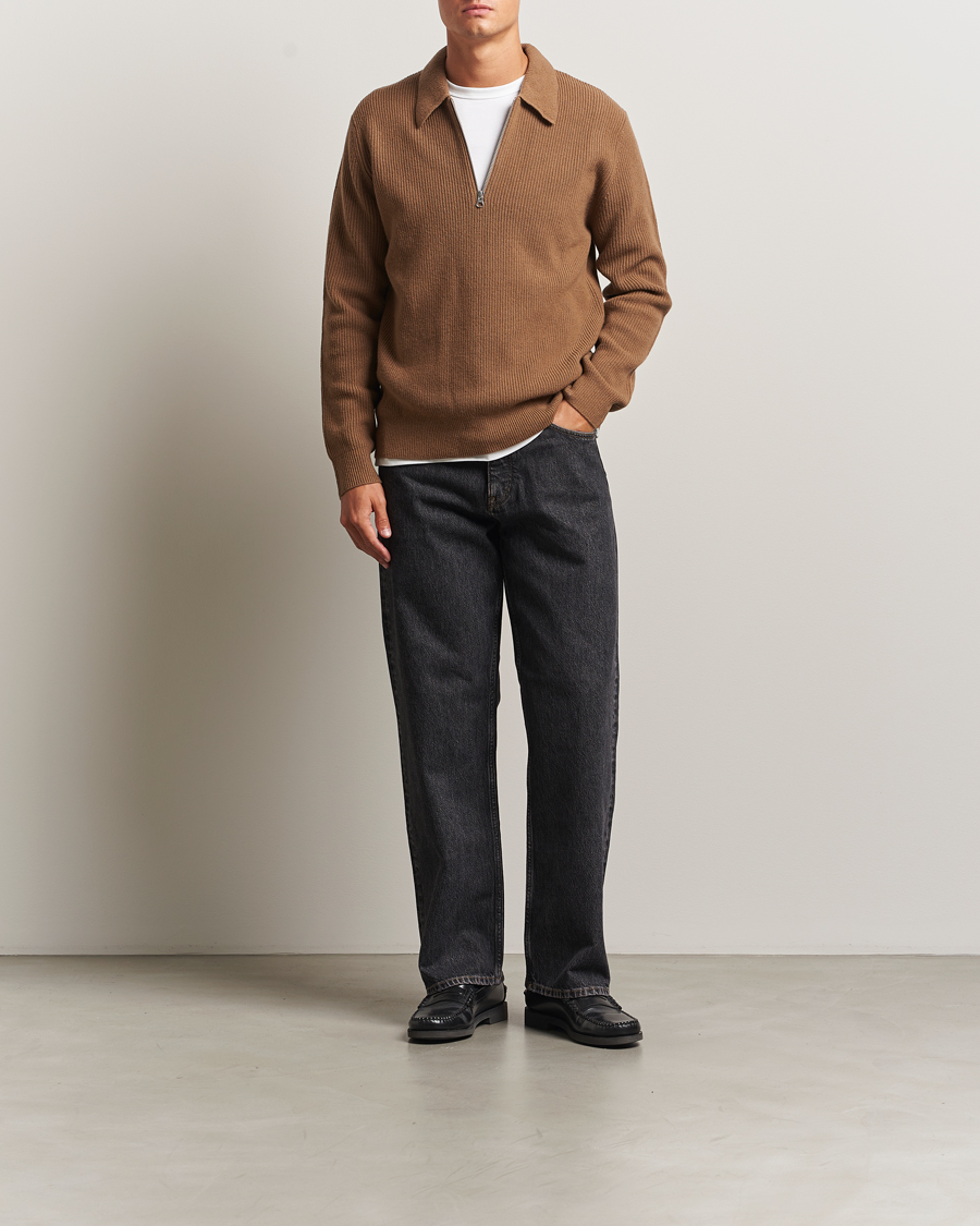 Homme | Pulls Et Tricots | Samsøe Samsøe | Isak Knitted Half Zip Polo Otter Brown