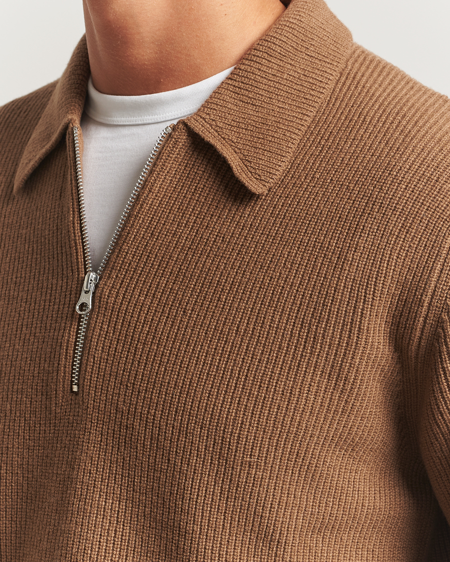 Homme | Pulls Et Tricots | Samsøe Samsøe | Isak Knitted Half Zip Polo Otter Brown