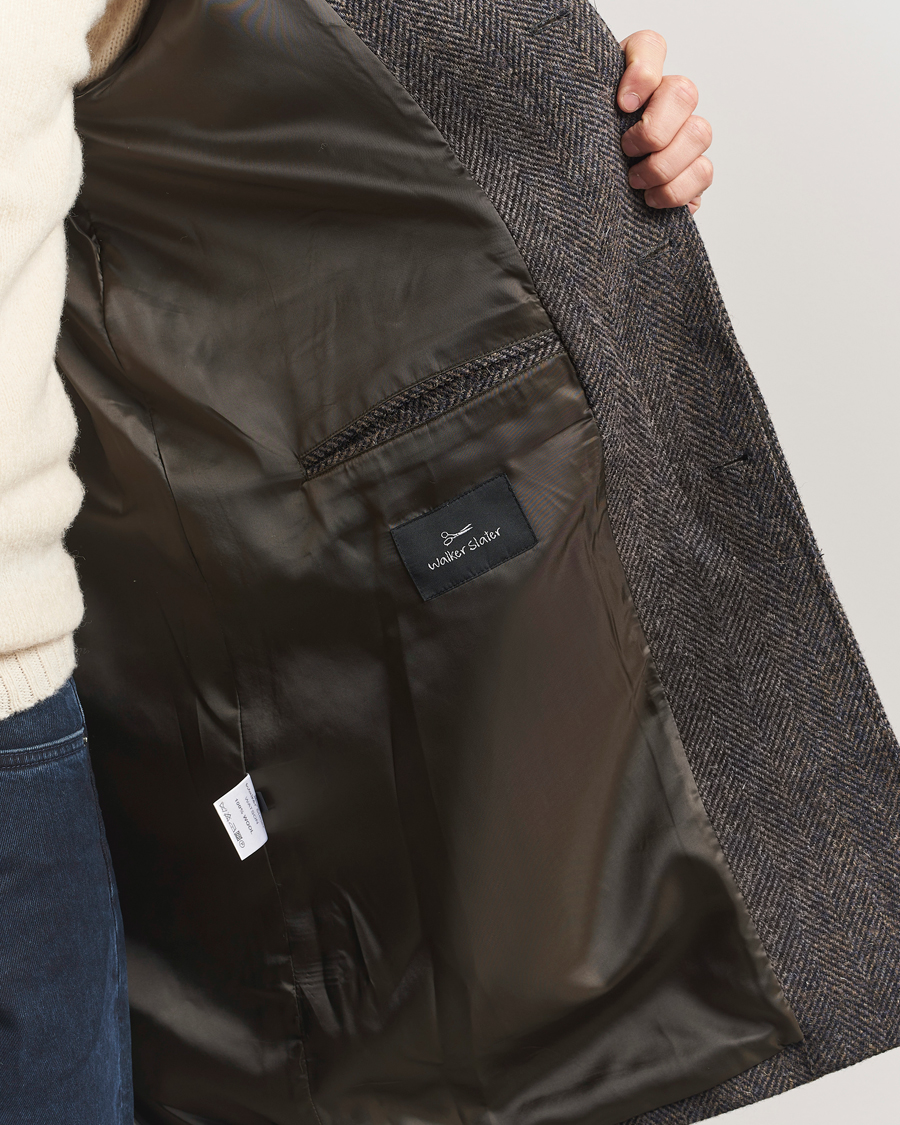 Heren | Jassen | Walker Slater | Watson Harris Tweed Herringbone Coat Dark Brown
