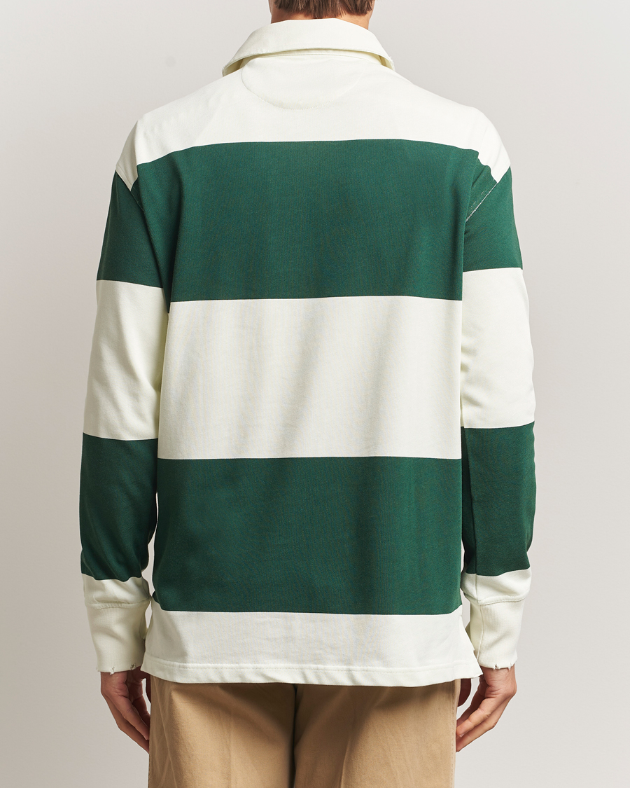 Heren | Truien | GANT 240 Mulberry Street | Block Stripe Heavy Rugger Forest Green/White