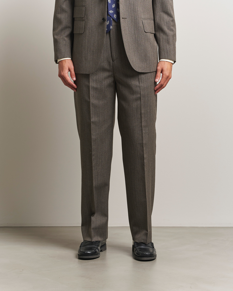 Heren | Broeken | GANT 240 Mulberry Street | Herringbone Suit Pants Deep Brown