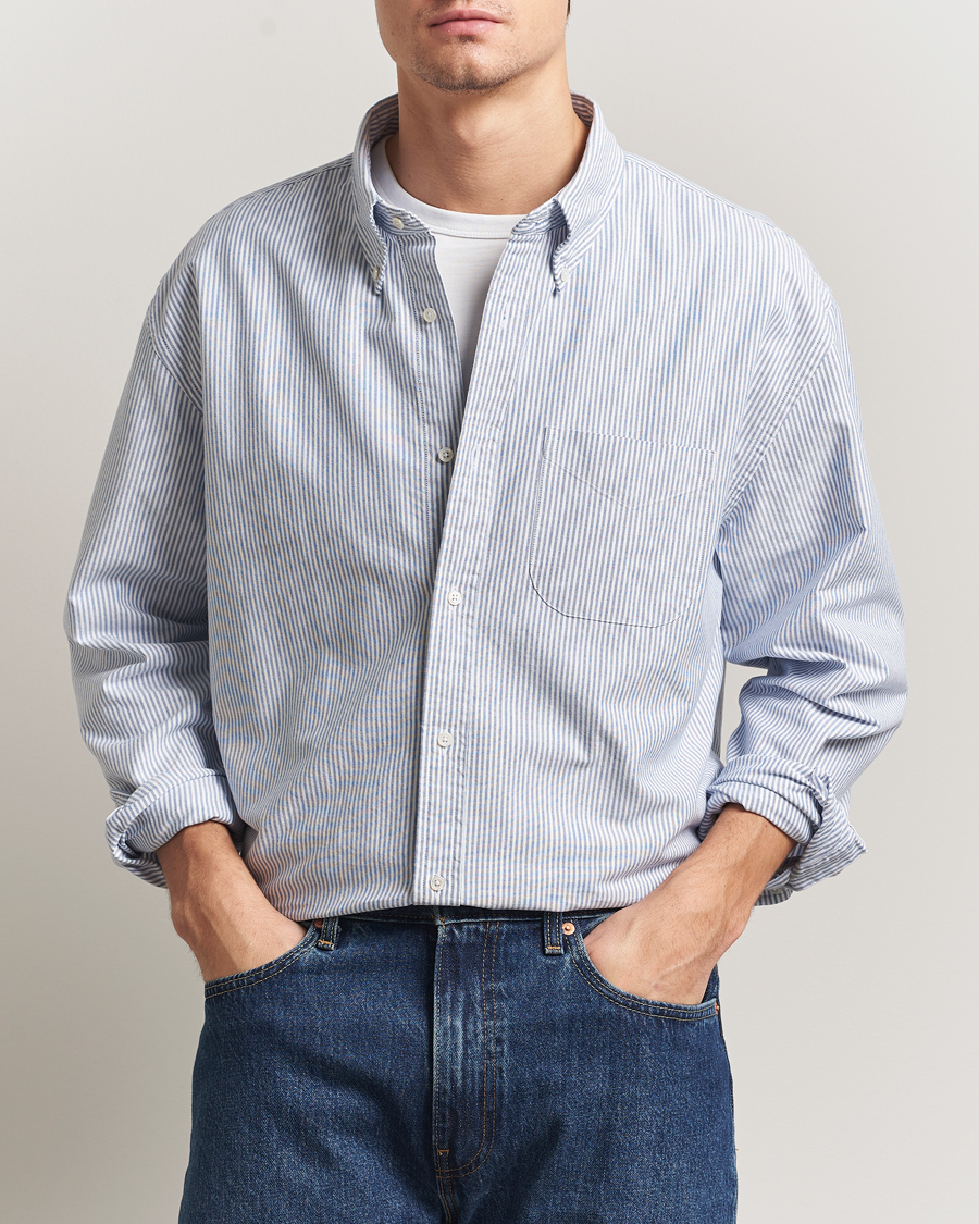 Heren | Overhemden | GANT 240 Mulberry Street | Relaxed Fit US Striped Oxford Shirt Blue Water
