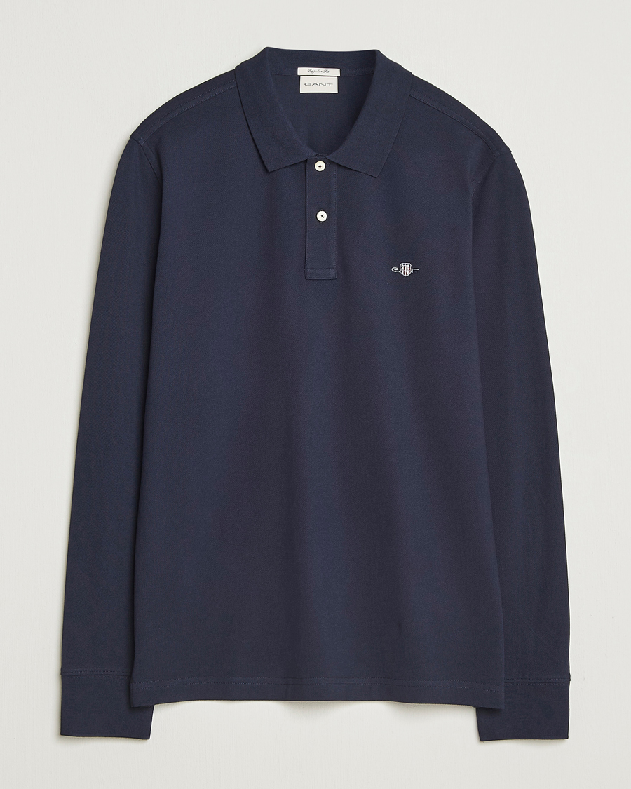 Heren | Polo's | GANT | Regular Shield Long Sleeve Polo Evening Blue