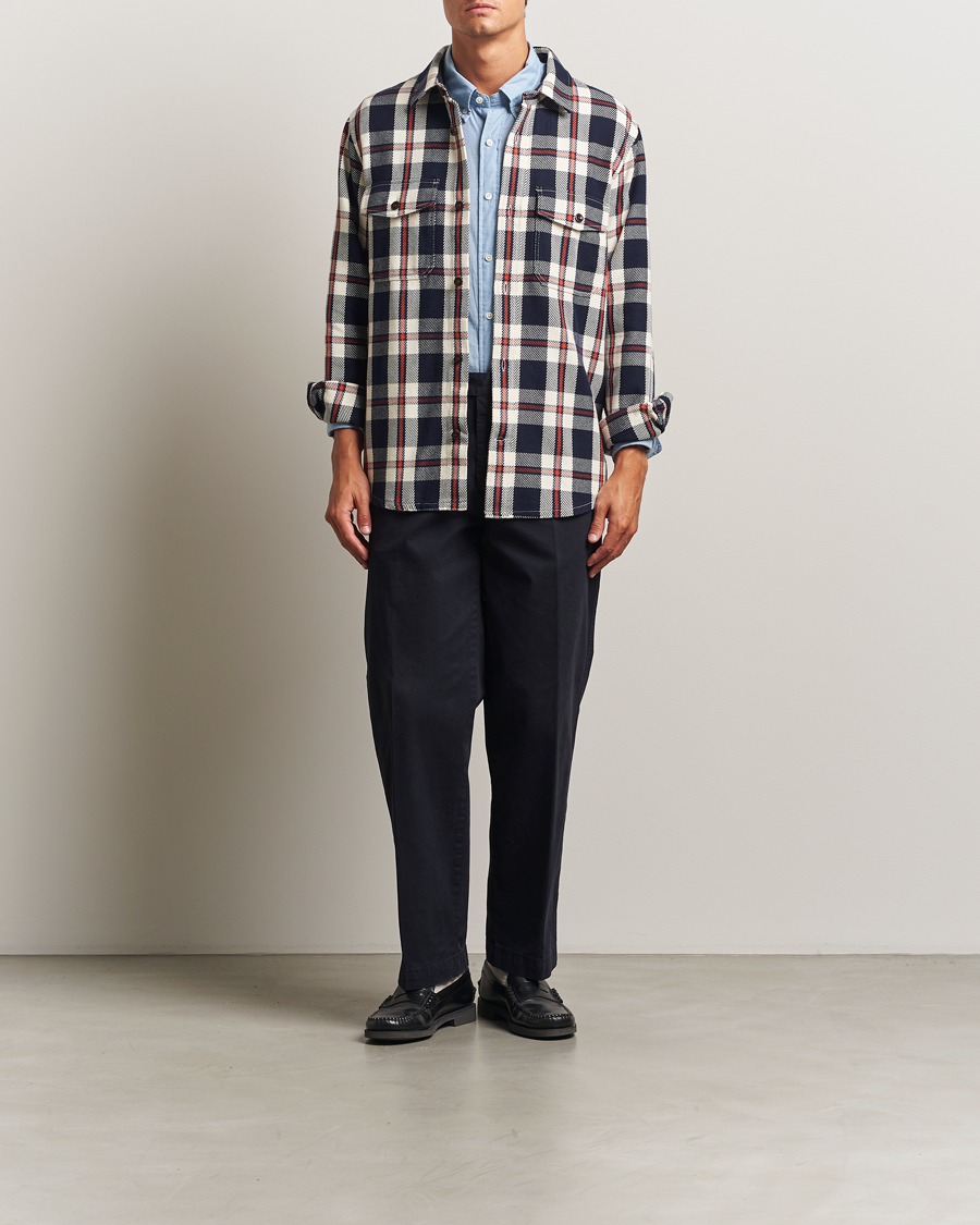 Homme | Chemises | Gant | Heavy Twill Checked Overshirt Evening Blue