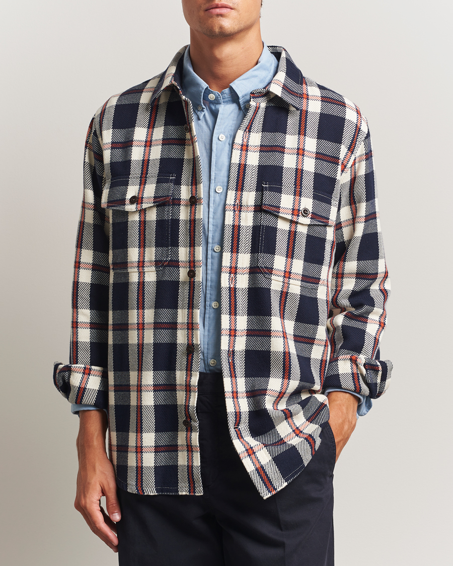 Homme | Chemises | Gant | Heavy Twill Checked Overshirt Evening Blue
