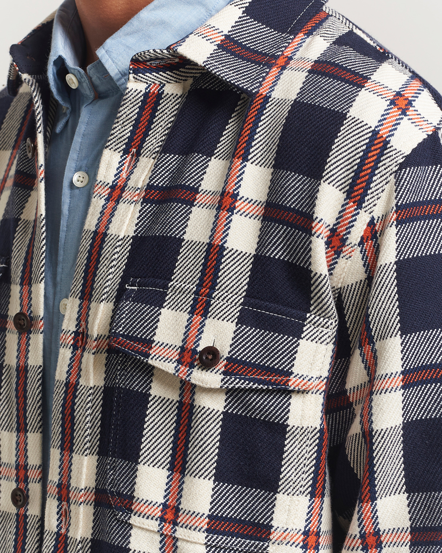 Homme | Chemises | Gant | Heavy Twill Checked Overshirt Evening Blue
