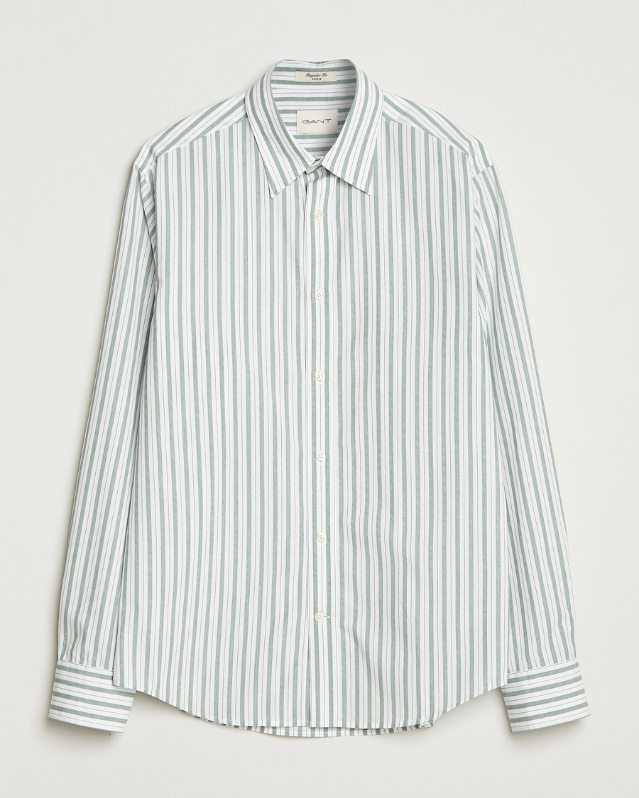 Heren | Overhemden | GANT | Regular Fit Poplin Striped Shirt Forest Green