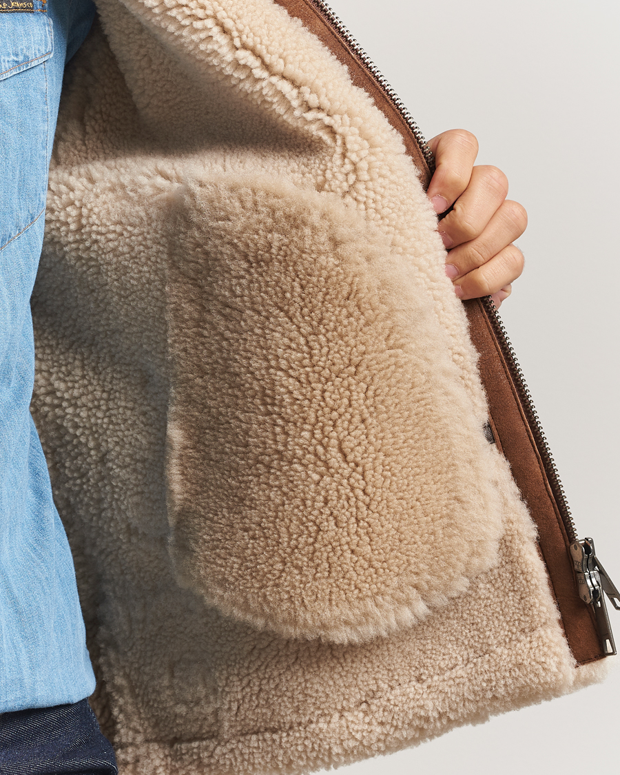 Homme | Manteaux Et Vestes | Gant | Suede Shearling Jacket Mahogany Brown