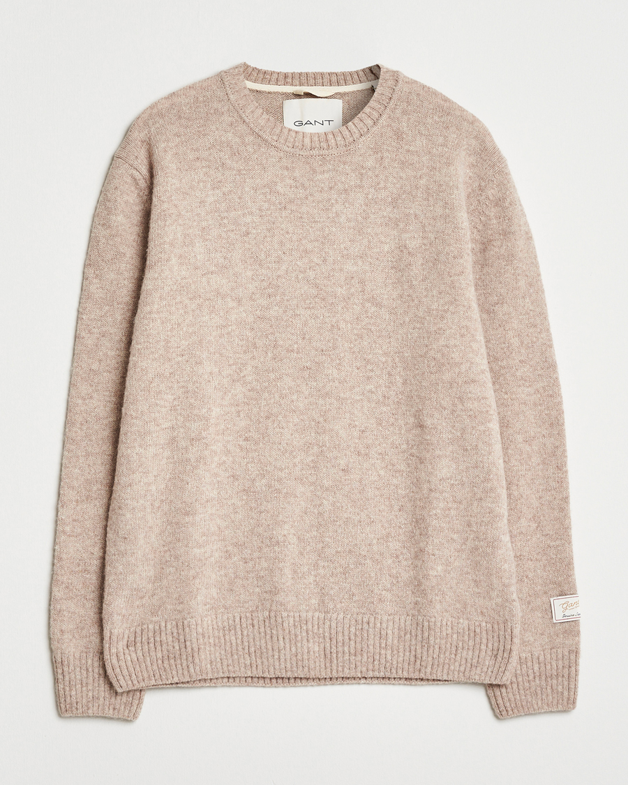 Homme | Pulls Et Tricots | Gant | Scottish Wool Knitted Crew Neck Sweater Khaki Melange