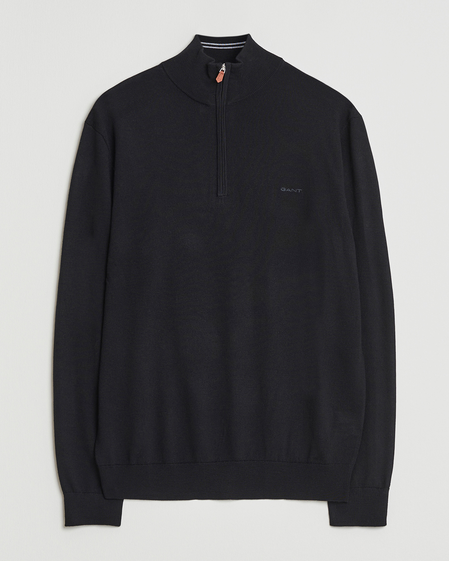 Homme | Pulls Et Tricots | GANT | Extrafine Merino Wool Half Zip Black
