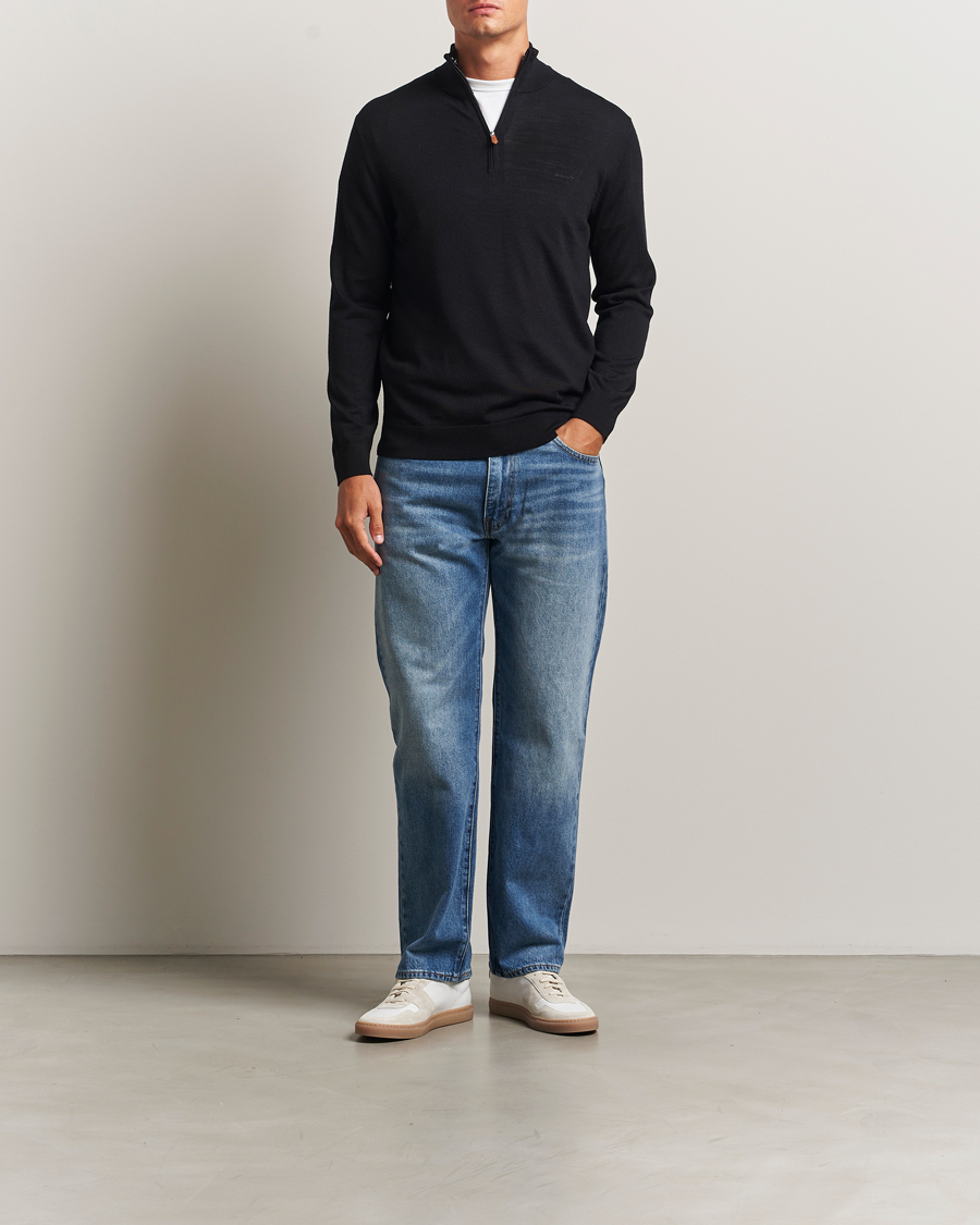 Homme | Pulls Et Tricots | GANT | Extrafine Merino Wool Half Zip Black