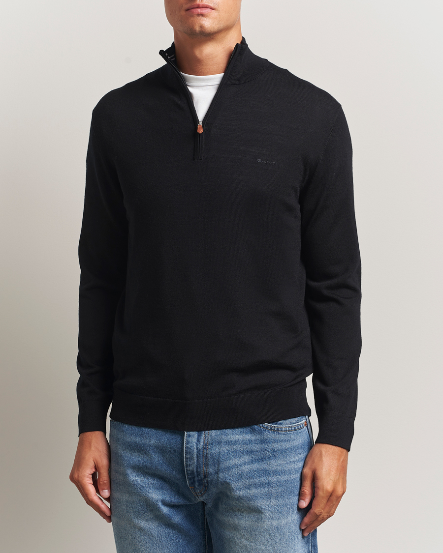 Homme | Pulls Et Tricots | GANT | Extrafine Merino Wool Half Zip Black