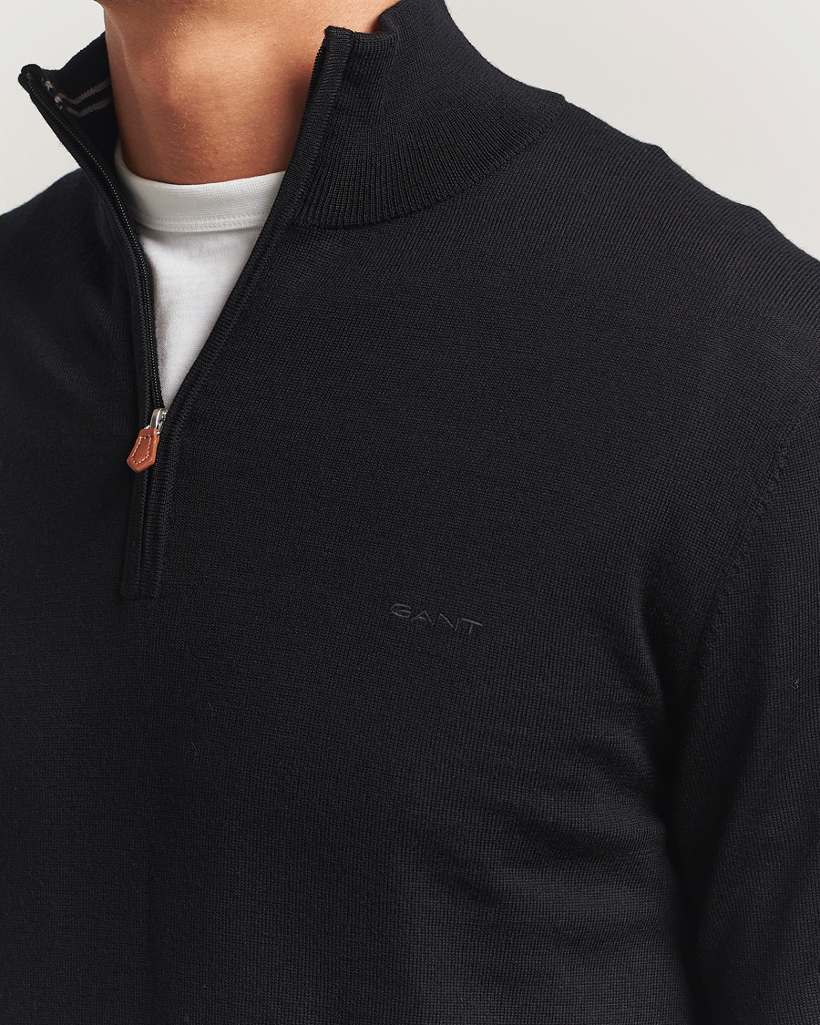 Homme | Pulls Et Tricots | GANT | Extrafine Merino Wool Half Zip Black
