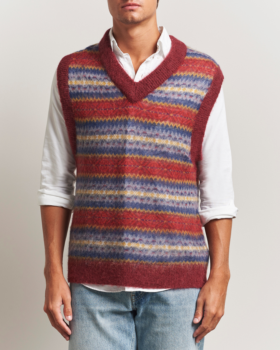 Homme | Pulls Et Tricots | Gant | Brushed Fair Isle Vest Plumped Red