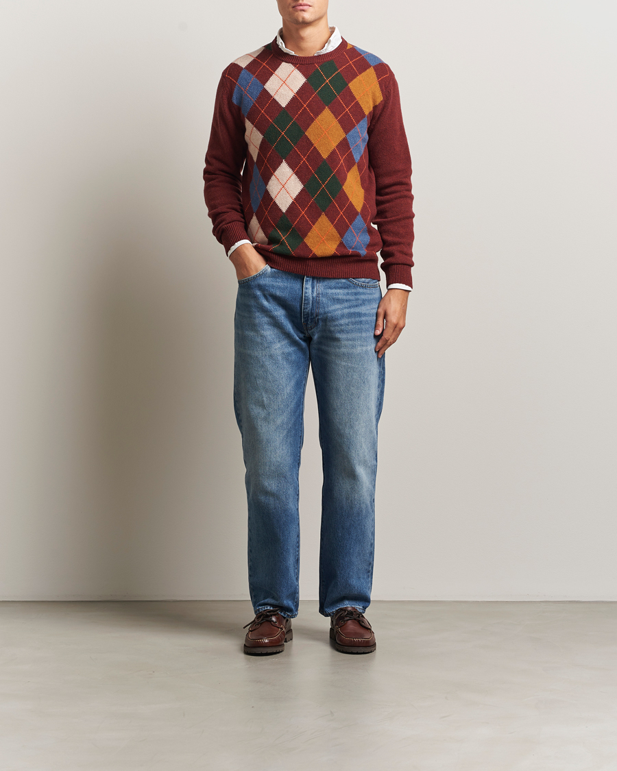 Homme | Pulls Et Tricots | Gant | Lambswool Argyle Knitted Crew Neck Winter Wine