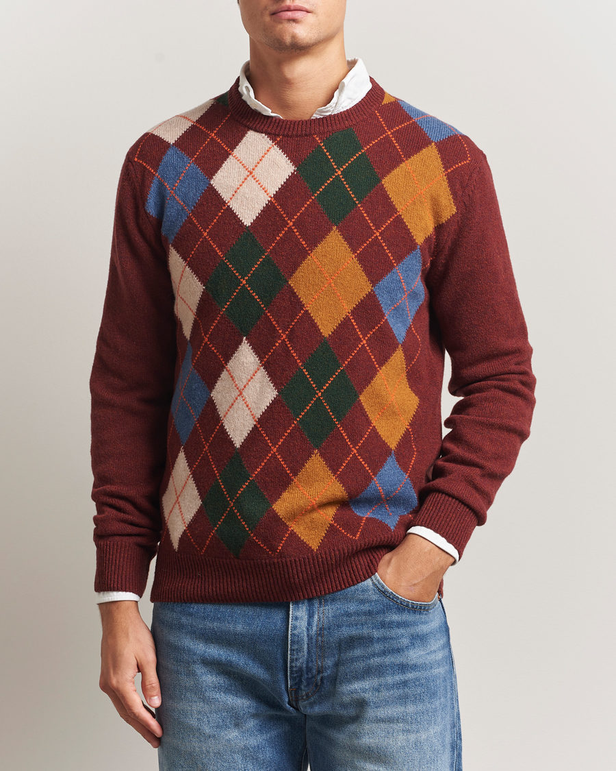 Homme | Pulls Et Tricots | Gant | Lambswool Argyle Knitted Crew Neck Winter Wine