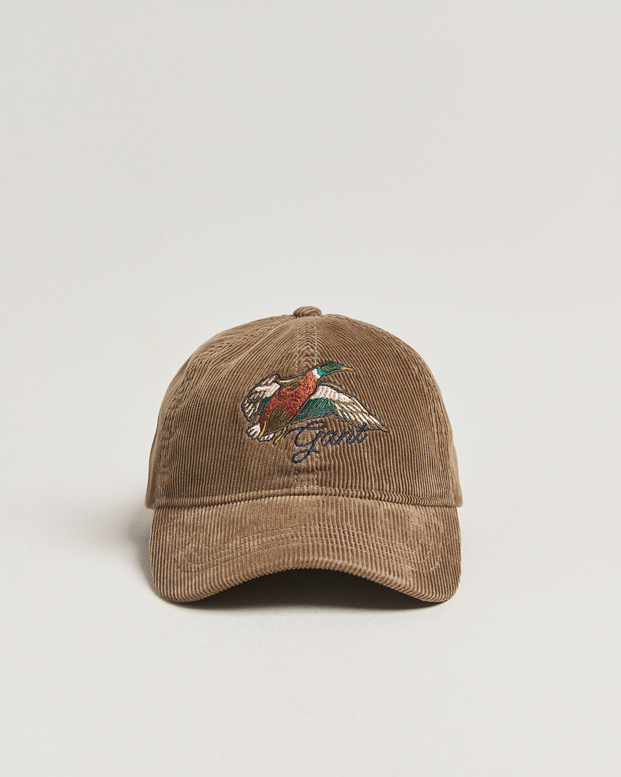 Homme | Bobs Et Casquettes | GANT | Graphic Embroidered Washed Cord Cap Taupe Beige