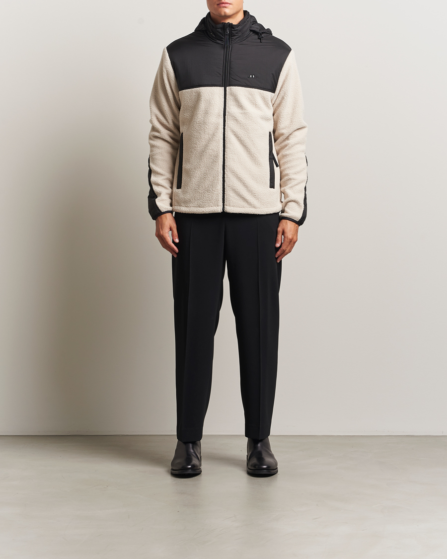 Homme | Pulls Et Tricots | J.Lindeberg | Provo Pile Hooded Full Zip Moonbeam