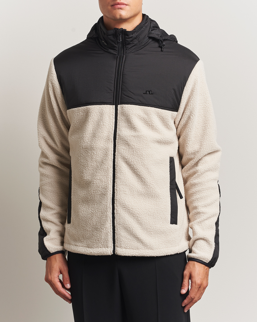 Homme | Pulls Et Tricots | J.Lindeberg | Provo Pile Hooded Full Zip Moonbeam