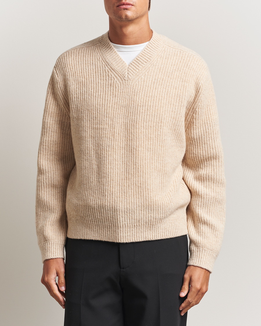 Homme | Pulls Et Tricots | J.Lindeberg | Vitor Wool Heavy Knitted V-Neck Moonbeam Melange