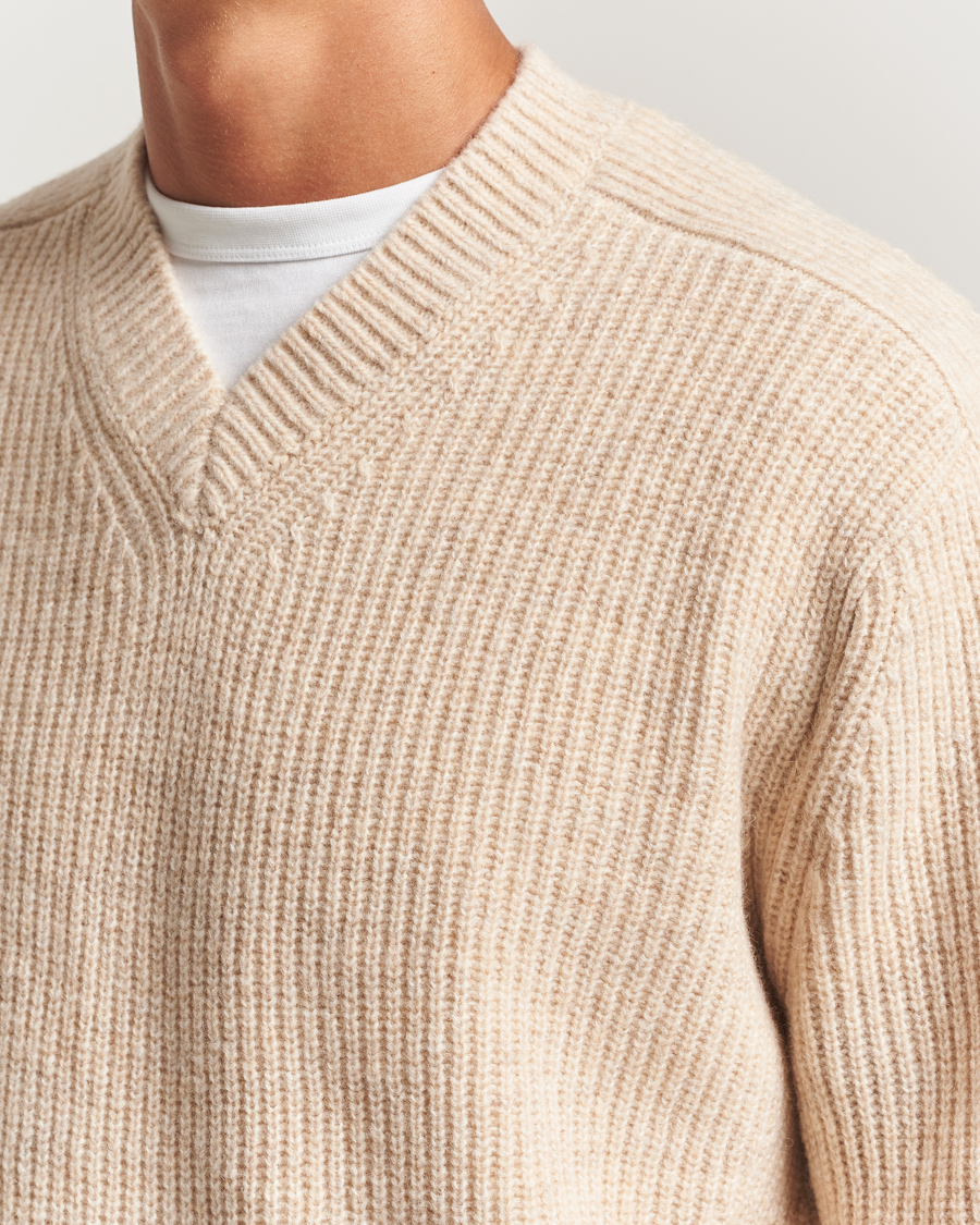 Homme | Pulls Et Tricots | J.Lindeberg | Vitor Wool Heavy Knitted V-Neck Moonbeam Melange