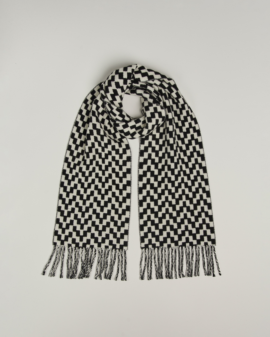 Homme | Écharpes | J.Lindeberg | Jared Stacked Bridge Wool Scarf Black/White