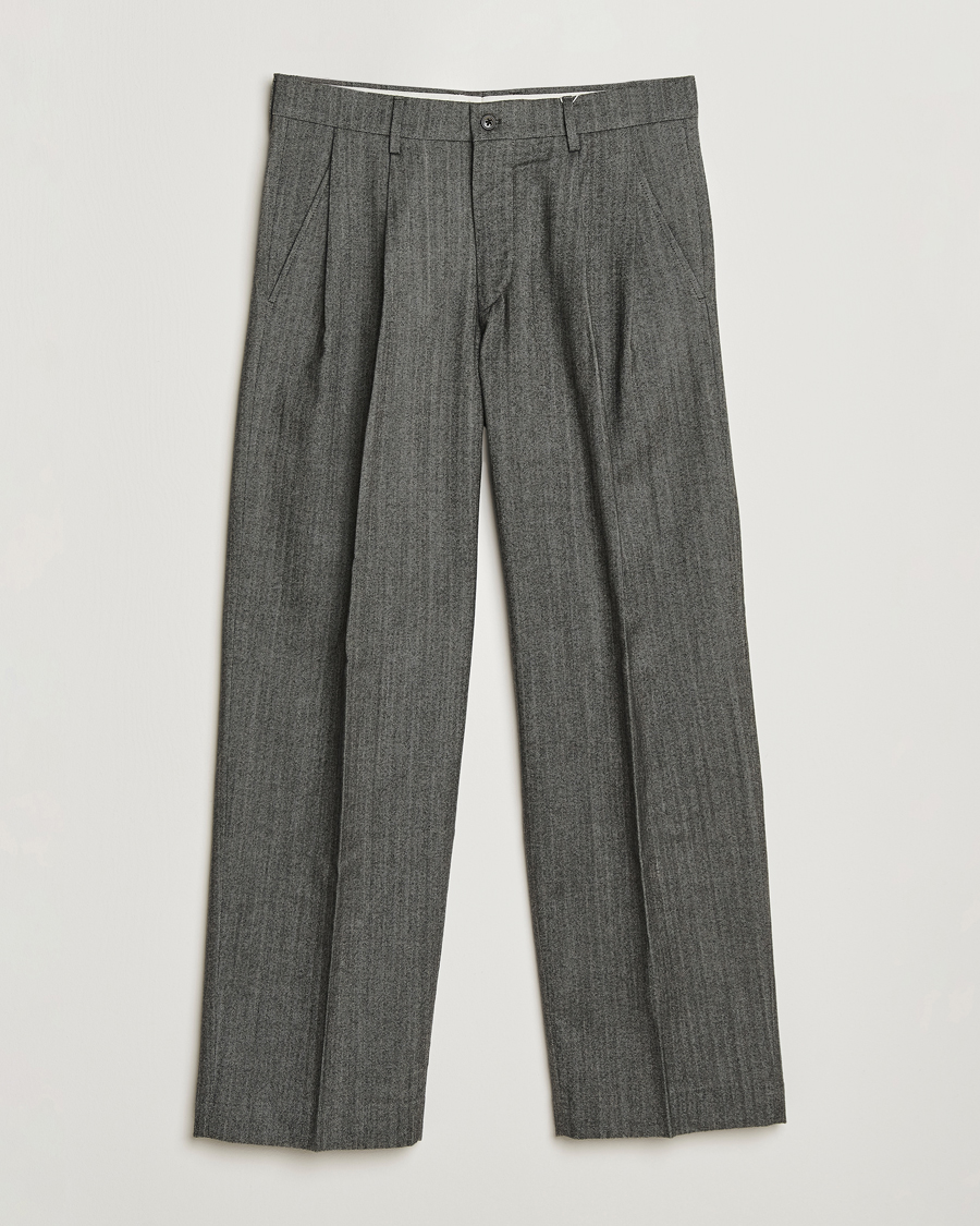 Heren | Broeken | NN07 | Justin Double Pleated Herringbone Trousers Grey