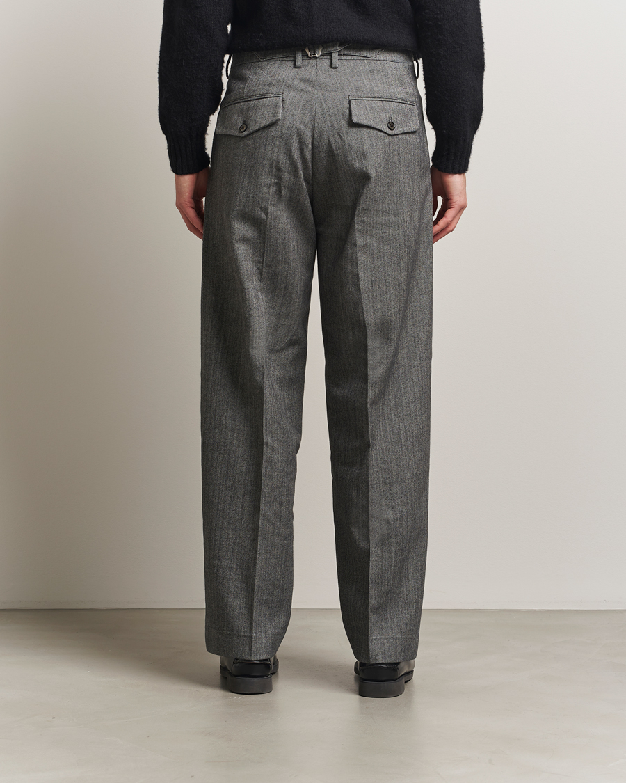 Homme | Pantalons | NN07 | Justin Double Pleated Herringbone Trousers Grey
