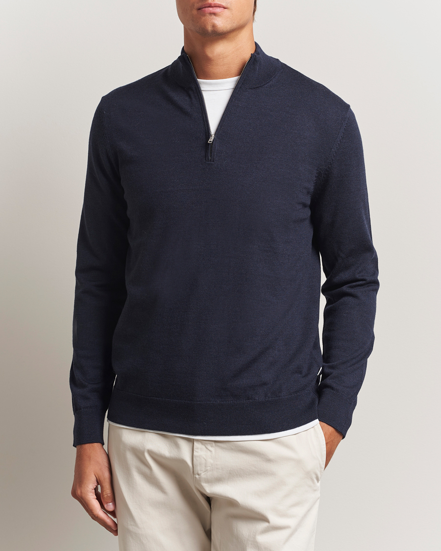 Homme | Pulls Et Tricots | NN07 | Sergio Merino Half Zip Navy Melange